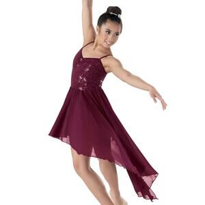 Dance Costume MA Burgundy Weissman 7629 Lyrical Ballet Contemporary Asymmetrical